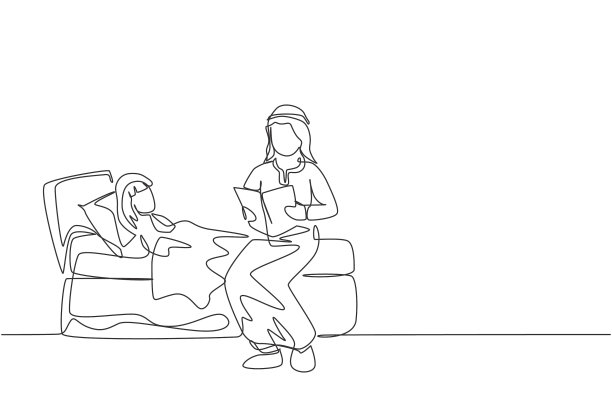 一字一句画着年轻的阿拉伯爸爸图片下载