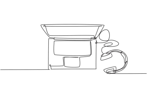 单线绘图笔记本电脑和经典图片下载