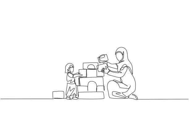 单线连续画年轻的伊斯兰图片下载