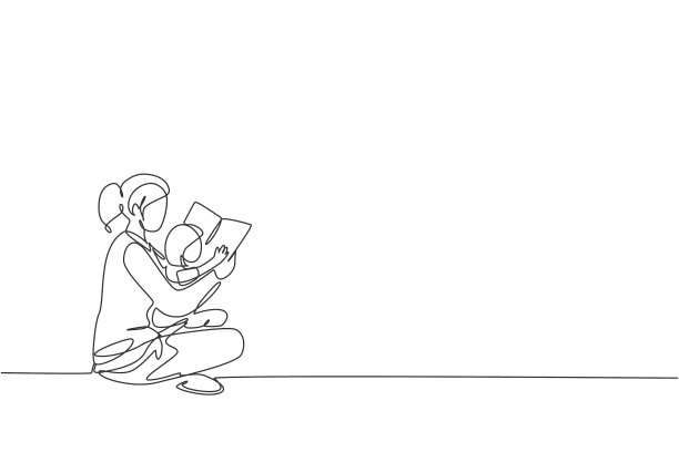 单行连续画年轻母亲图片下载