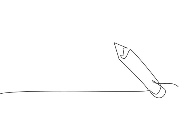 单连续线画木铅笔图片下载