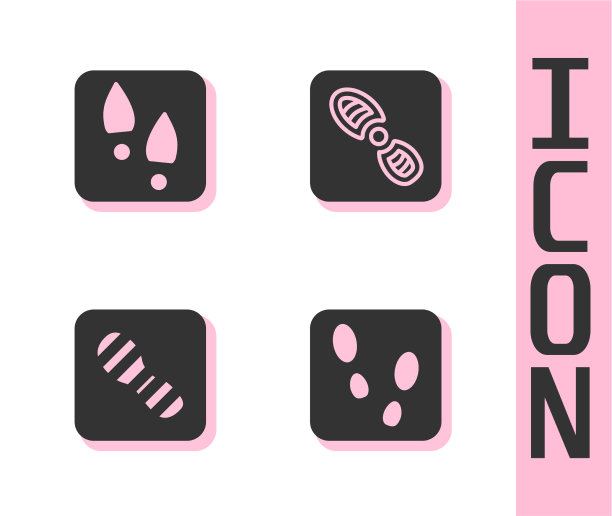 设置人类脚印的鞋子和图标图片下载