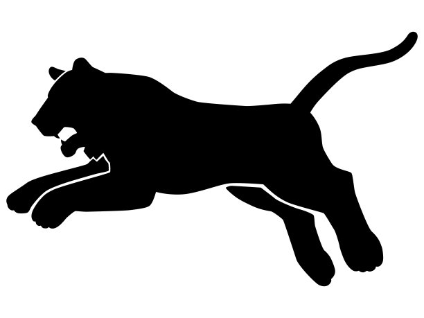 老虎剪影插图材料。横盘整理。一个跳跃的姿势。没有虎纹。图片下载