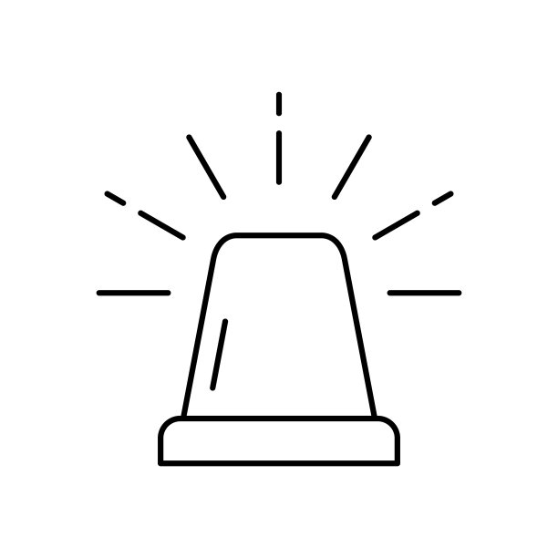 应急灯线路图标。警察或救护车闪光警报。迷人的轮廓。工作场所安全的信号。图片下载