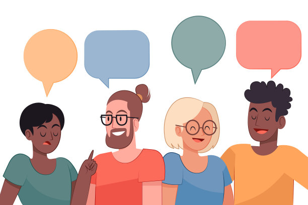 手绘平的人说话矢量插图图片下载