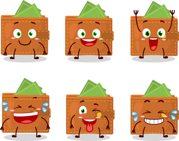 带微笑表情的卡通人物钱包图片下载