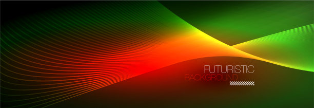 抽象的霓虹灯在黑暗中发出波浪般的光图片下载