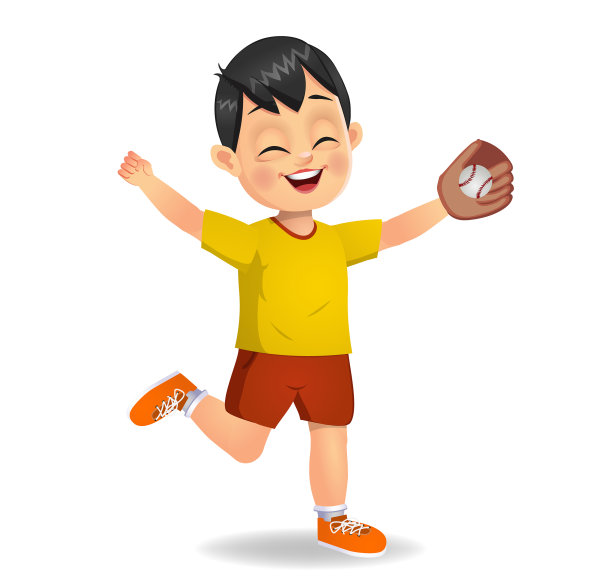 可爱的男孩在打棒球图片下载