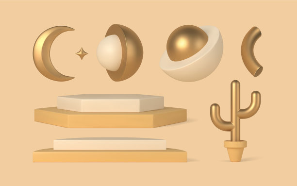 几何3d装饰元素模板集图片下载