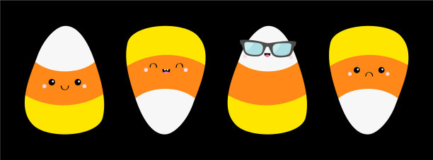 糖果玉米和滑稽的面孔，万圣节快乐图片下载