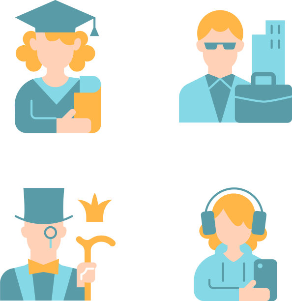 社会阶级平色图标集图片下载