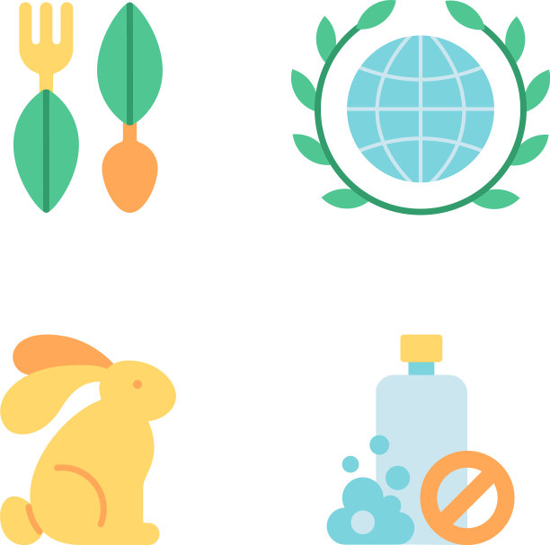 生态友好的平面颜色图标集图片下载