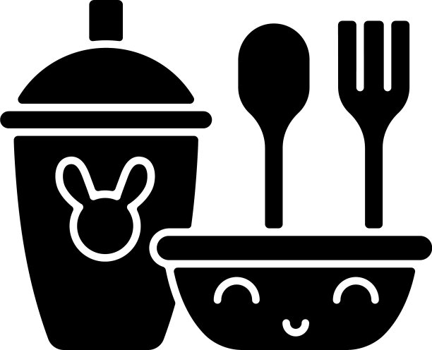 儿童餐具黑色字形图标图片下载
