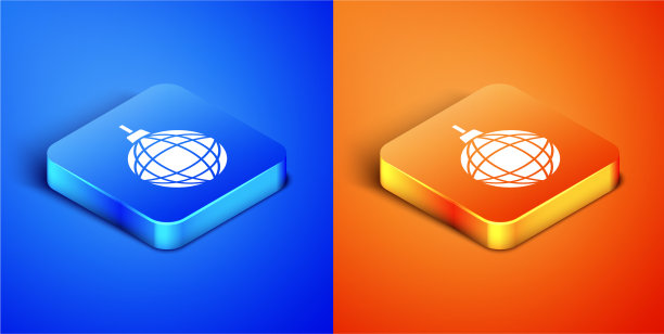 等距迪斯科球图标孤立在蓝色和图片下载