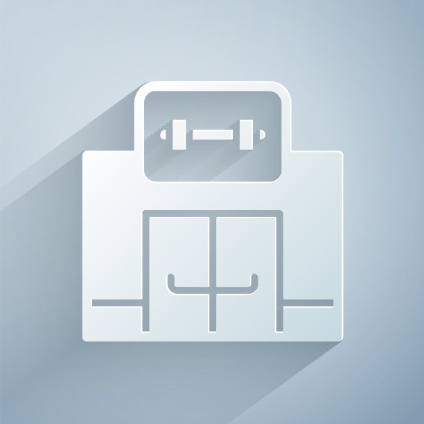 剪纸体育馆建筑图标孤立在灰色图片下载