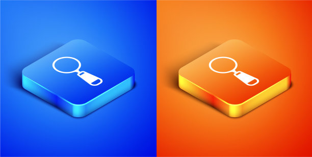 等距放大镜图标孤立在蓝色图片下载