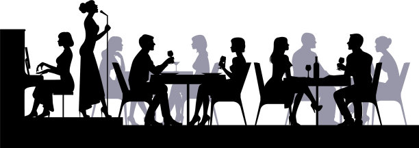 在餐馆的场景中，人们坐在图片下载