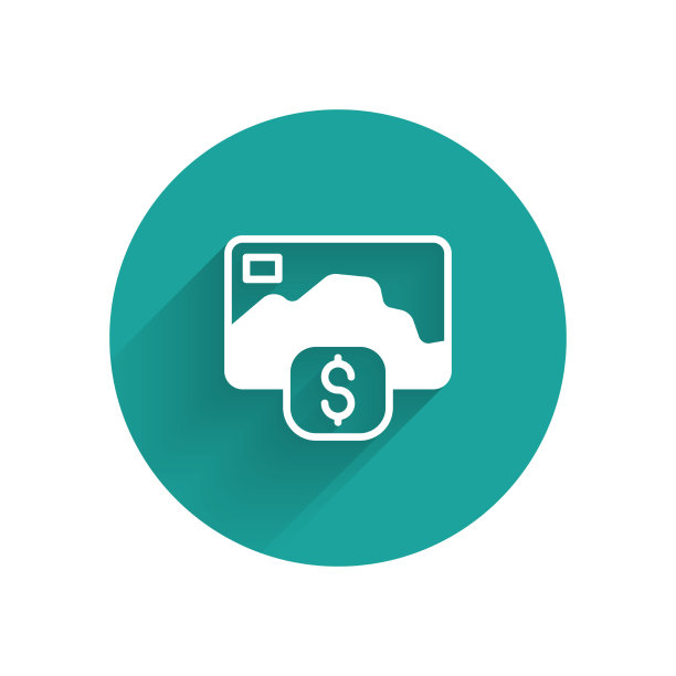 白色的信用卡图标与长长的阴影隔离图片下载