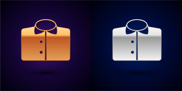 金色和银色的t恤图标孤立在黑色图片下载