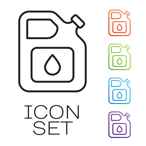 黑色线罐汽油图标隔离图片下载