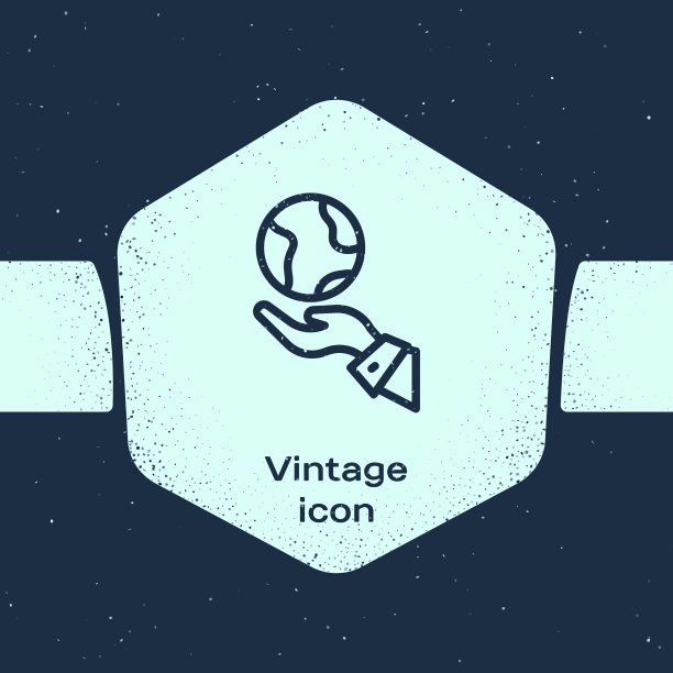 垃圾线条人类手握地球仪图标图片下载