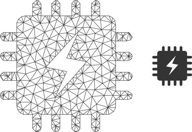 多边形网网电源芯片图标图片下载