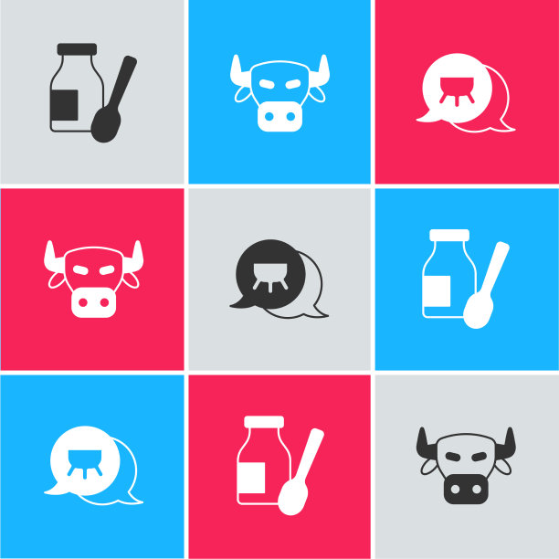 设置在奶瓶里喝牛头和牛乳图片下载