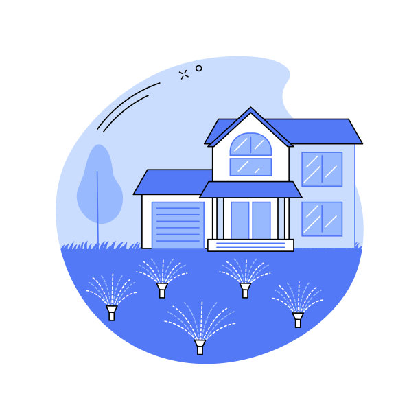 草坪浇水系统的抽象概念图片下载