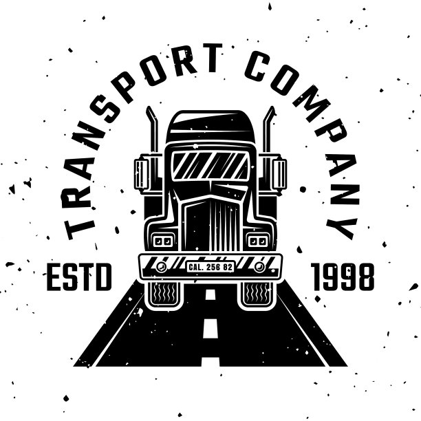 卡车上的道路单色徽章图片下载