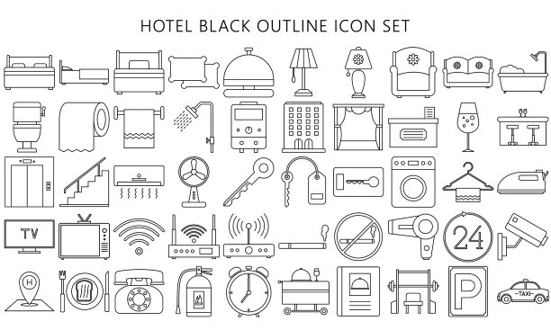 设置细线图标酒店服务图片下载