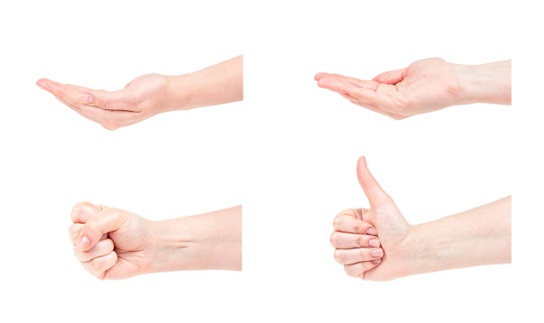白人妇女的手势设置孤立在白色背景图片下载