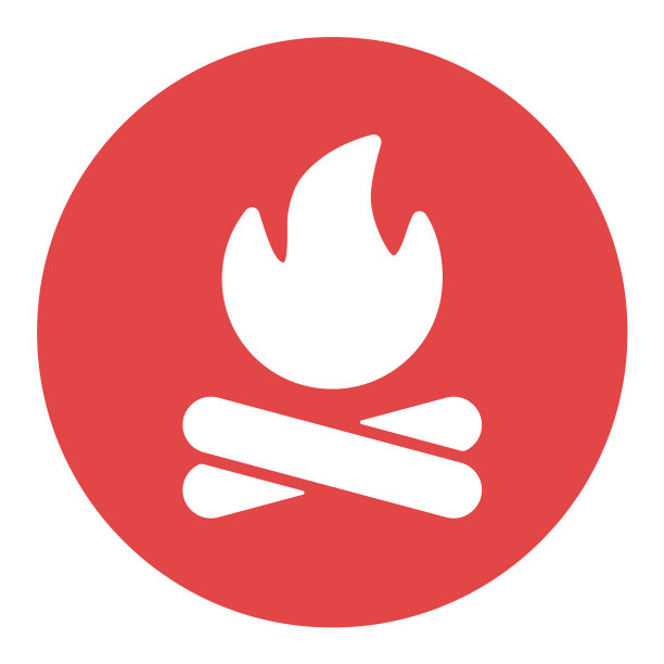 篝火字形标志野营和徒步旅行的标志图片下载