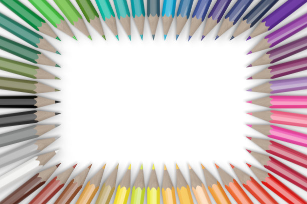 彩色铅笔背景与复印空间。3 d演示。图片下载