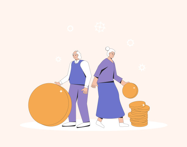 老夫妇站在一起的钱图片下载