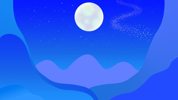 满月和银河天空的背景插图图片下载