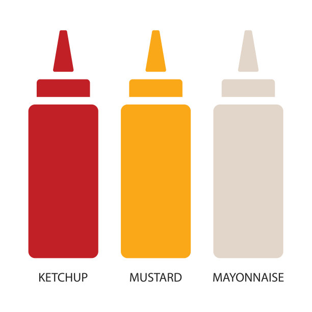 酱汁。酱汁主要有三种。番茄酱是一种由番茄和香料制成的蔬菜酱。芥菜是一种用芥菜种子制成的辣酱。蛋黄酱是一种用鸡蛋做成的美味酱料。图片下载