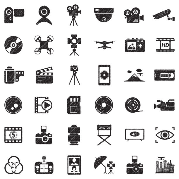 摄像头图标。黑色涂鸦设计。矢量插图。图片下载