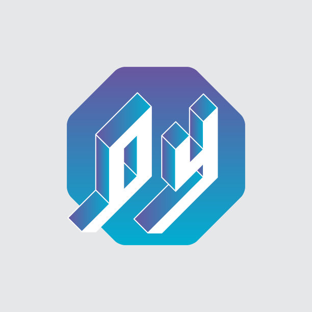 六角形基片上的三维字母O和Y。等距3d字体设计。字母组合或标识字。向量。卷字母表。图片下载