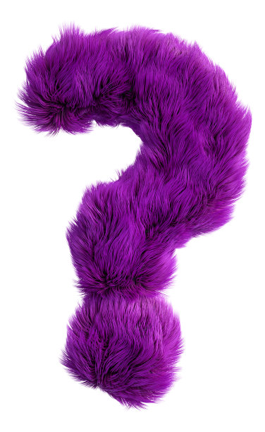 紫色卡通人物怪物脸问号。3d渲染字母符号孤立。图片下载