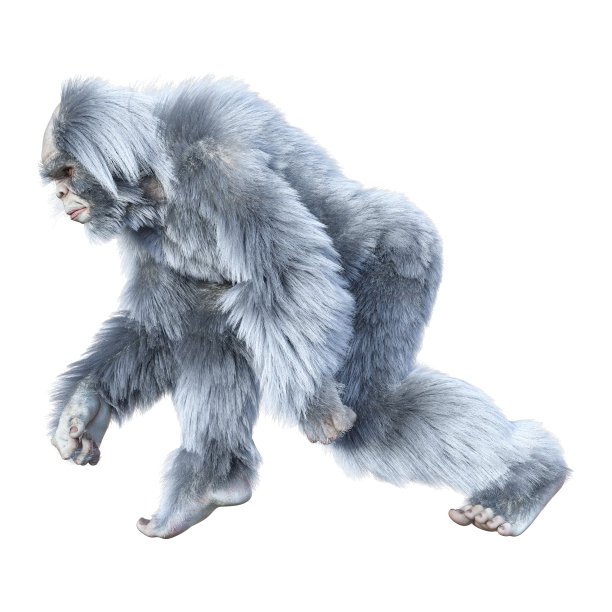3D插图幻想生物雪人白色图片下载