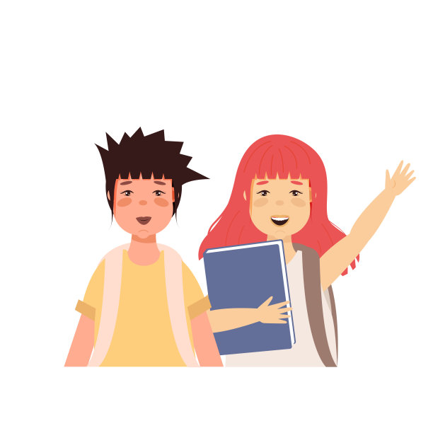 一组男孩和女孩上小学或中学。回到学校的概念，孩子们的性格。矢量插图在平面风格"n"n图片下载