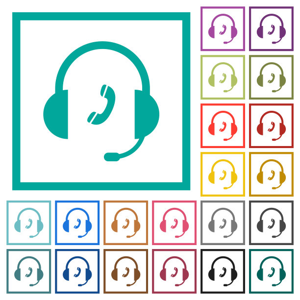 呼叫客户服务与象限框架的平面颜色图标图片下载