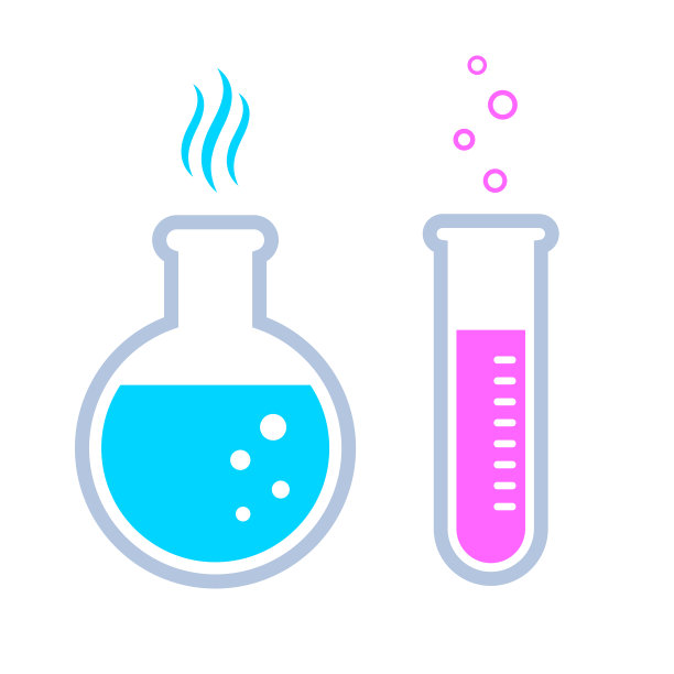 化学烧瓶和测试玻璃矢量图标图片下载