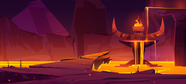 地狱般的地下世界，地狱般的热洞，火山图片下载