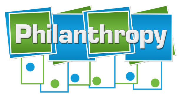 慈善事业蓝色绿色方块条纹点底部图片下载