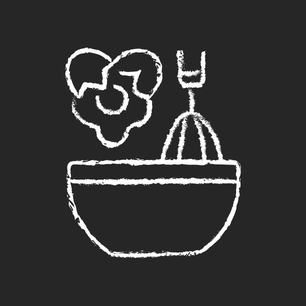 搅拌烹饪原料粉笔白色图标在黑暗的背景图片下载