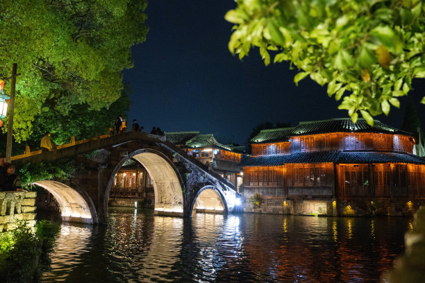 乌镇夜景，中国图片下载
