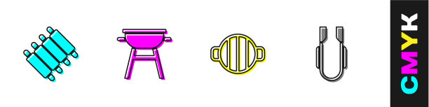 集烤猪肉、烤排骨、烧烤烤架等图片下载