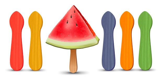 设置现实的冰棒棒西瓜片图片下载