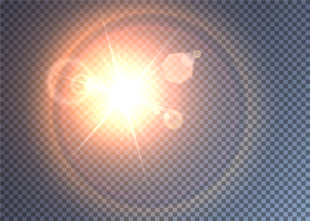 红金色的太阳与镜头耀斑图片下载